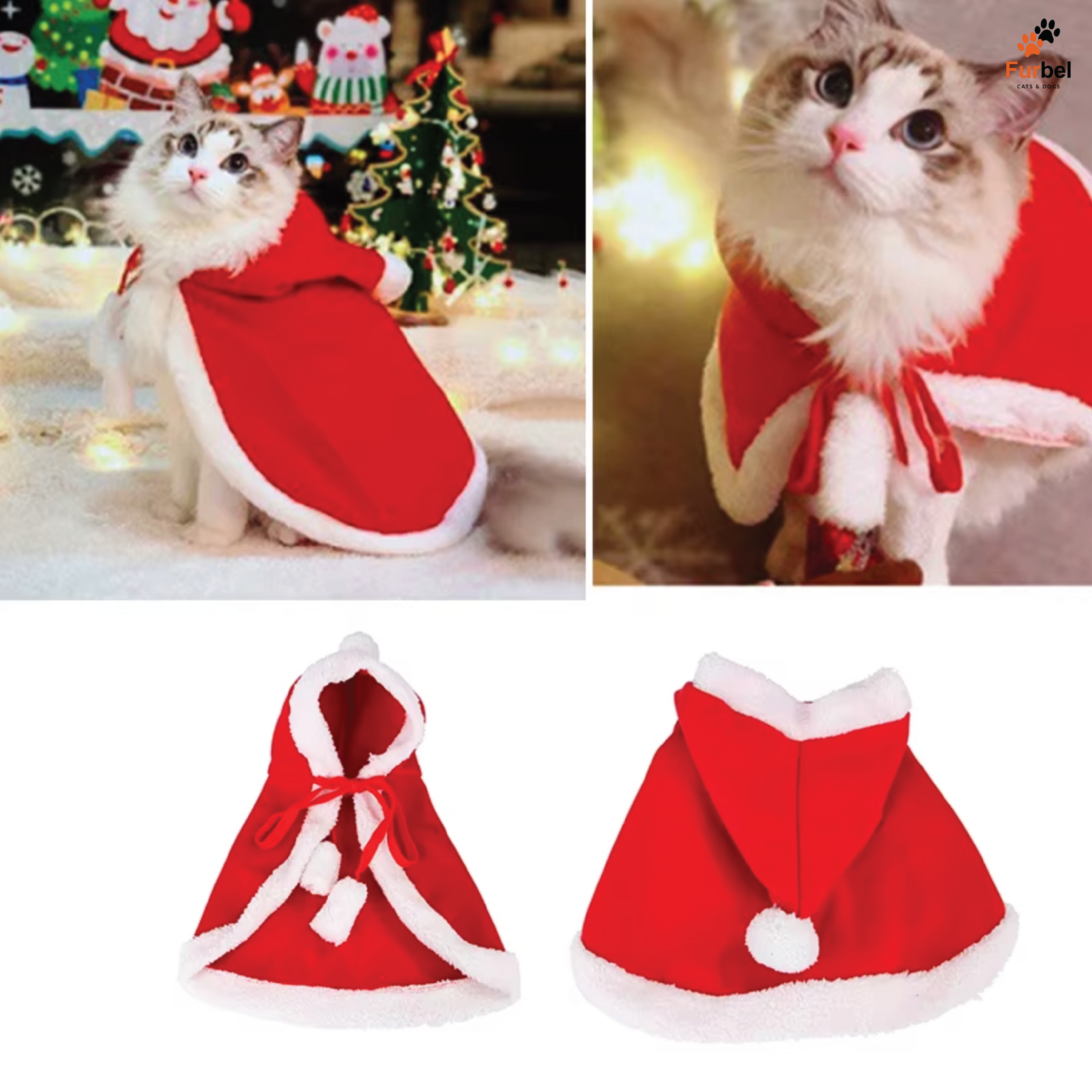 Pet Santa Costume For Small Cats & Dogs