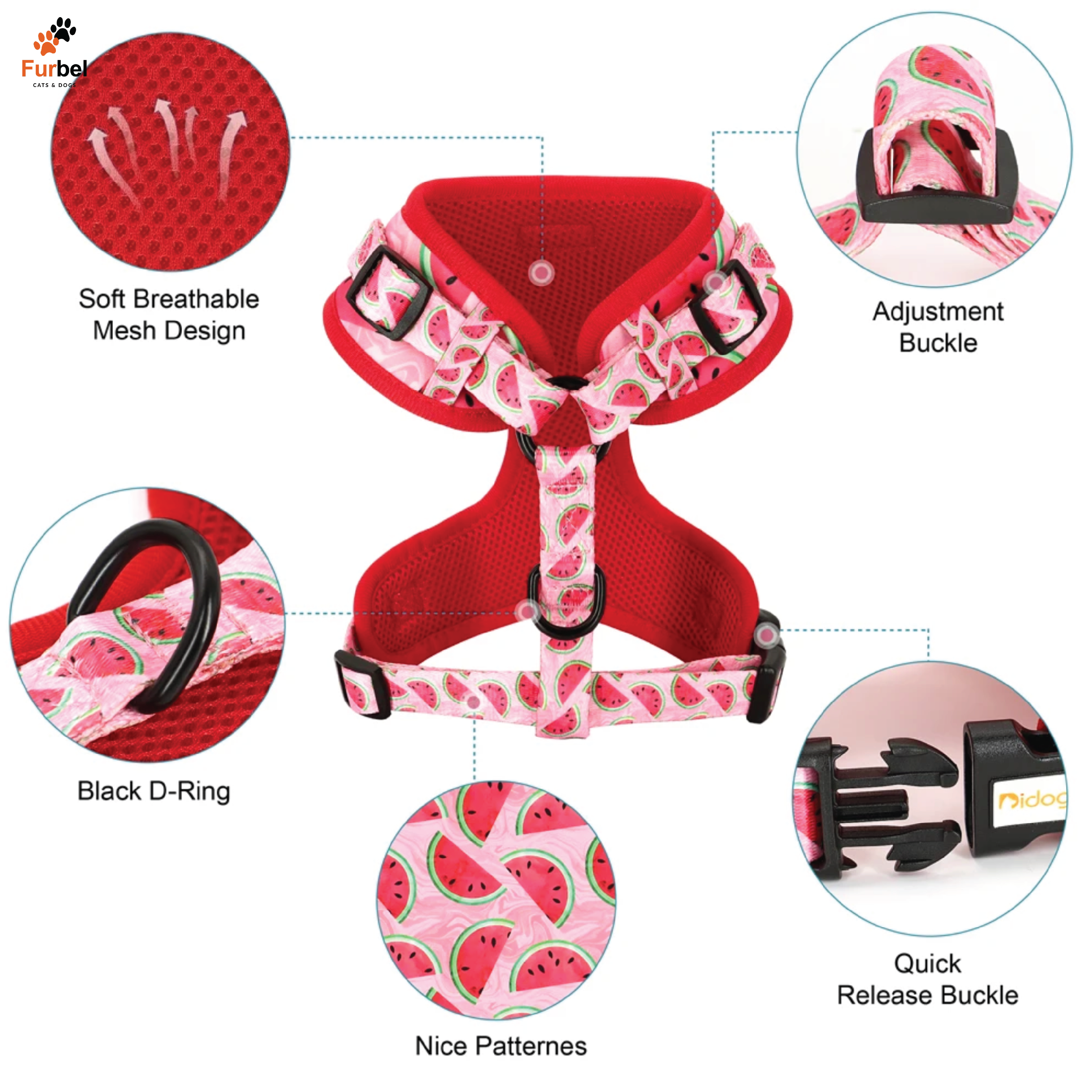 Bright Print Padded Harness For Dogs