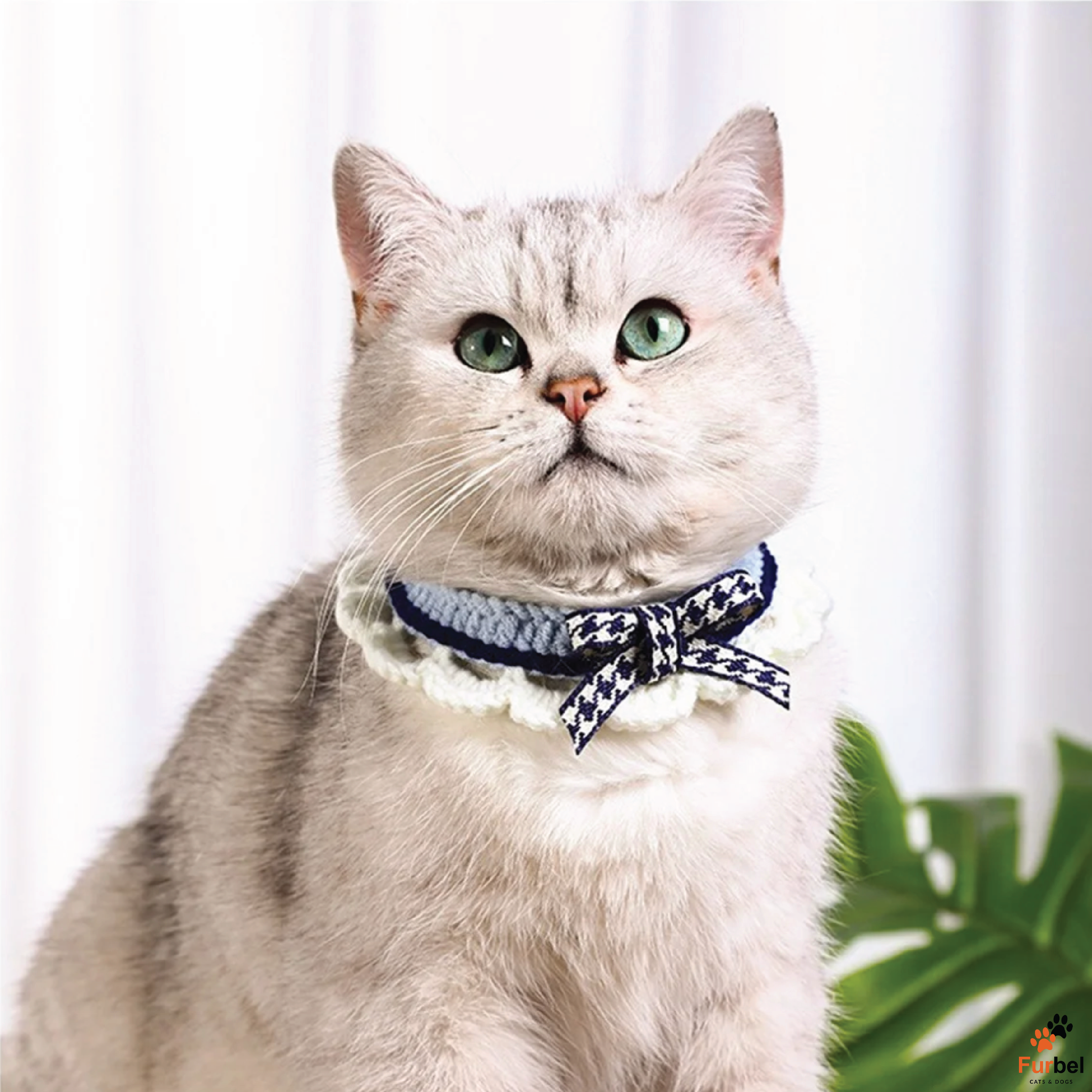 Cute Hand-Knitted Bow Collar for Cats