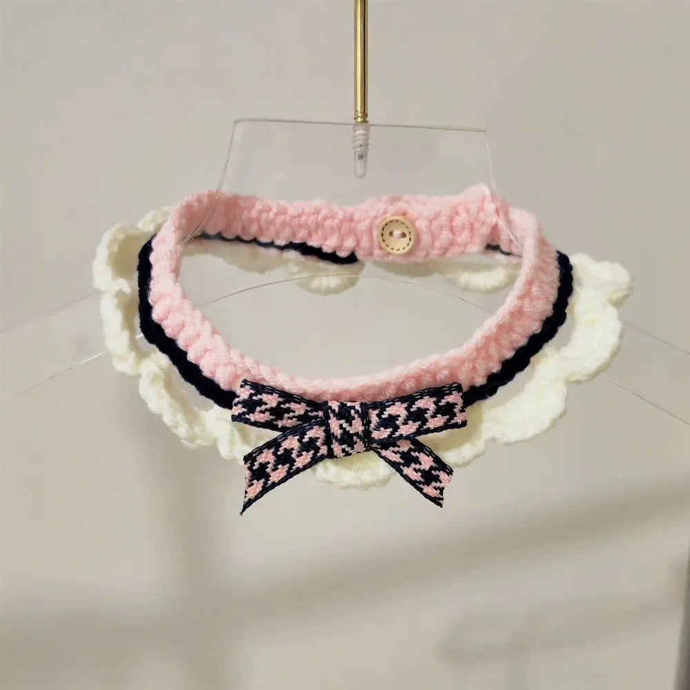 Cute Hand-Knitted Bow Collar for Cats