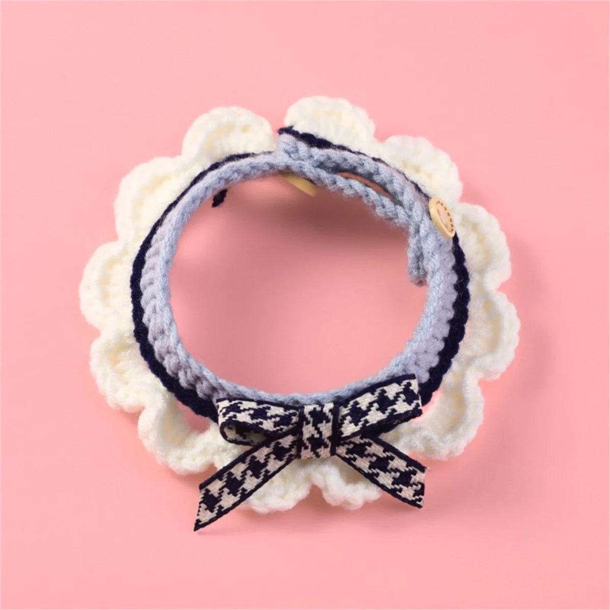 Cute Hand-Knitted Bow Collar for Cats