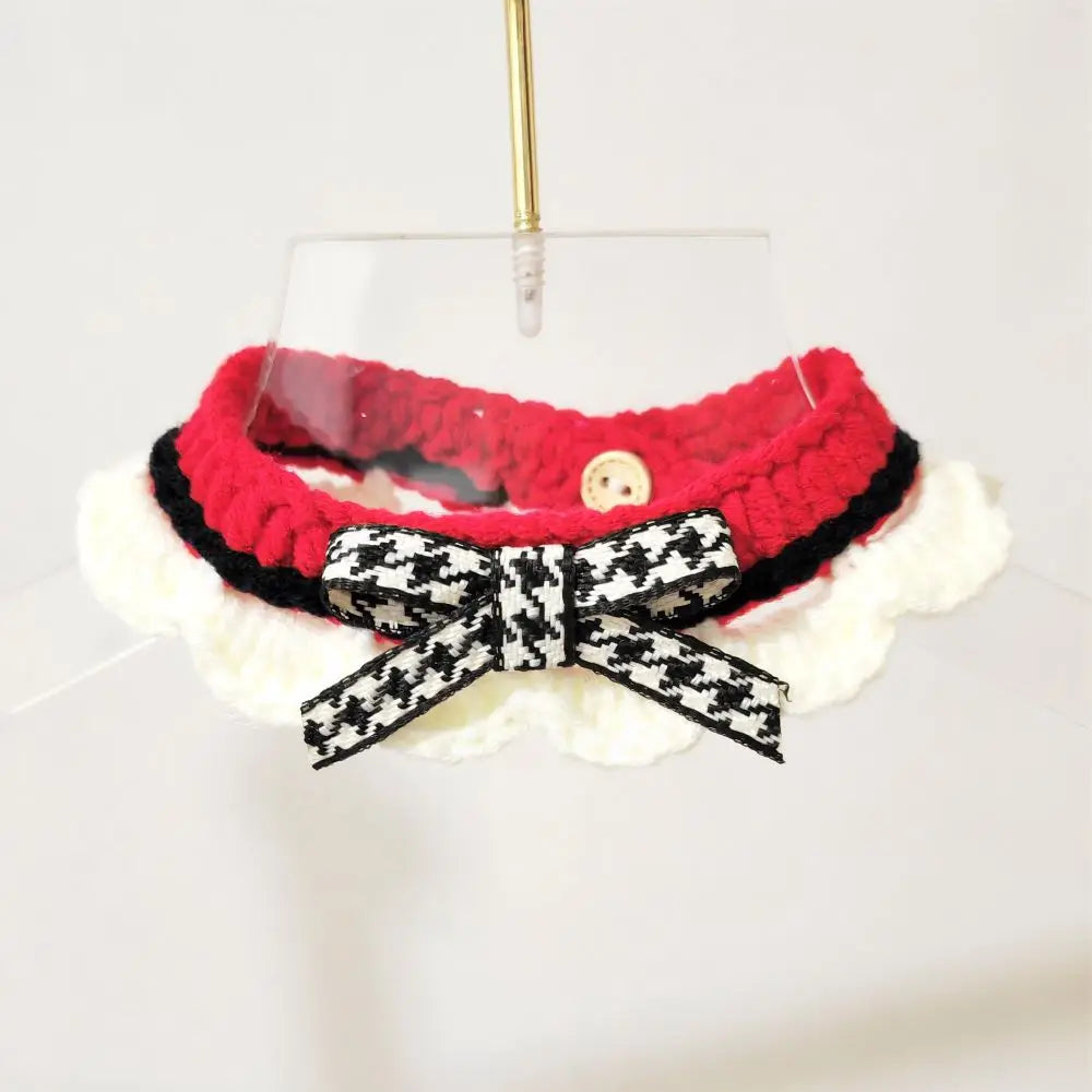 Cute Hand-Knitted Bow Collar for Cats